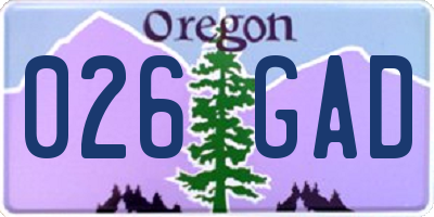 OR license plate 026GAD