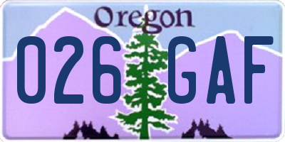 OR license plate 026GAF