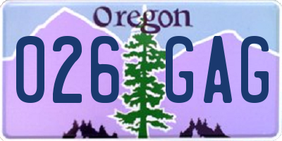 OR license plate 026GAG