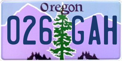 OR license plate 026GAH