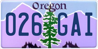 OR license plate 026GAI