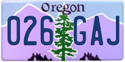 OR license plate 026GAJ