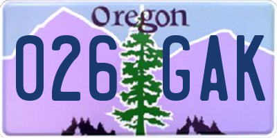 OR license plate 026GAK