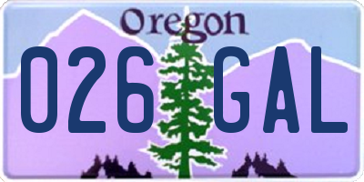 OR license plate 026GAL