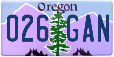 OR license plate 026GAN