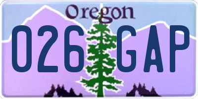 OR license plate 026GAP