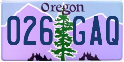 OR license plate 026GAQ