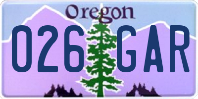 OR license plate 026GAR