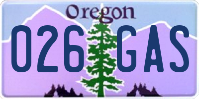 OR license plate 026GAS