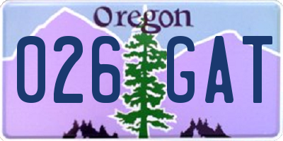 OR license plate 026GAT