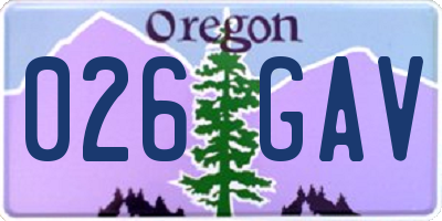 OR license plate 026GAV