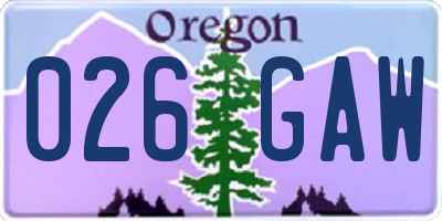 OR license plate 026GAW