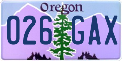 OR license plate 026GAX