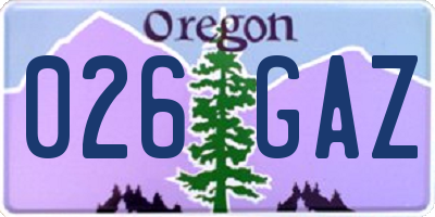 OR license plate 026GAZ