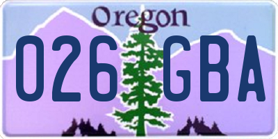 OR license plate 026GBA