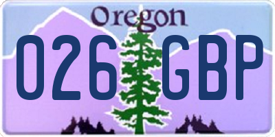 OR license plate 026GBP