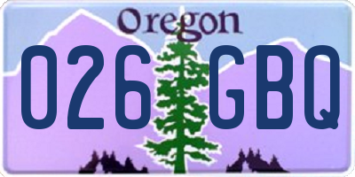 OR license plate 026GBQ