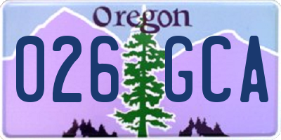 OR license plate 026GCA