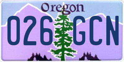 OR license plate 026GCN