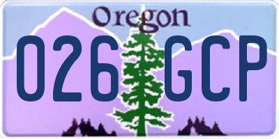 OR license plate 026GCP
