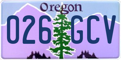OR license plate 026GCV