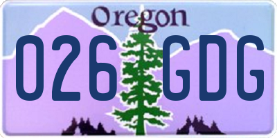 OR license plate 026GDG