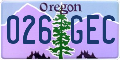 OR license plate 026GEC