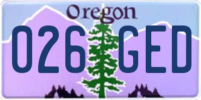 OR license plate 026GED