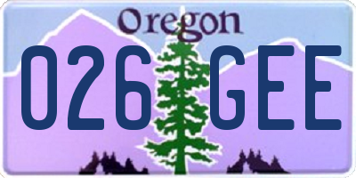 OR license plate 026GEE