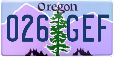 OR license plate 026GEF