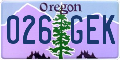 OR license plate 026GEK