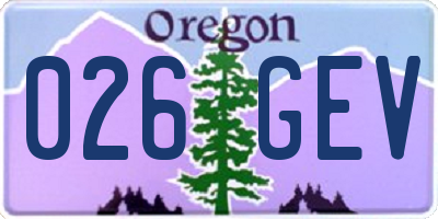 OR license plate 026GEV