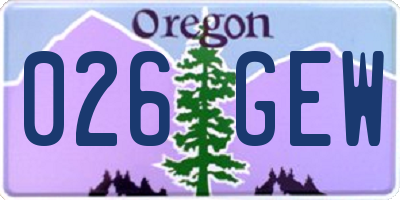 OR license plate 026GEW