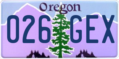 OR license plate 026GEX