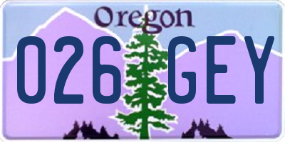 OR license plate 026GEY