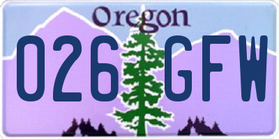 OR license plate 026GFW