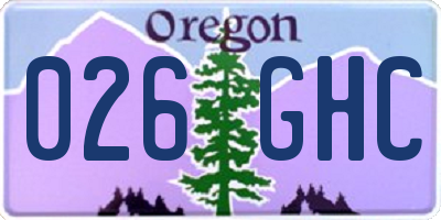 OR license plate 026GHC