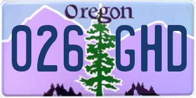 OR license plate 026GHD