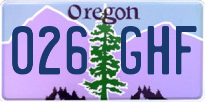 OR license plate 026GHF