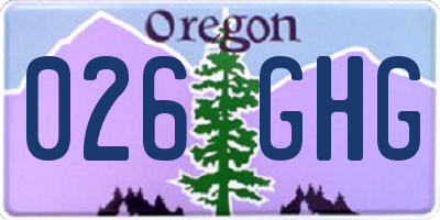 OR license plate 026GHG