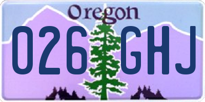 OR license plate 026GHJ