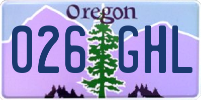OR license plate 026GHL