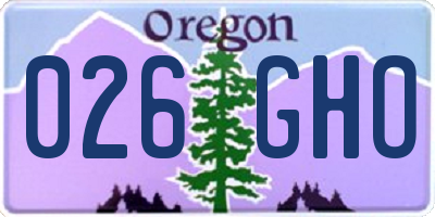 OR license plate 026GHO