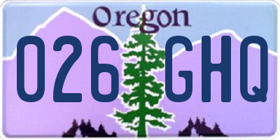 OR license plate 026GHQ