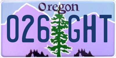 OR license plate 026GHT