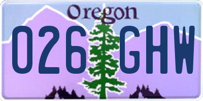 OR license plate 026GHW