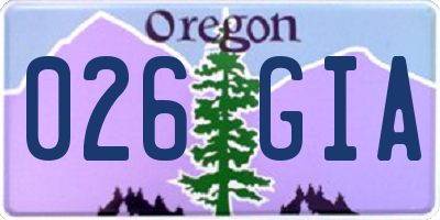 OR license plate 026GIA