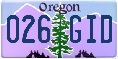 OR license plate 026GID