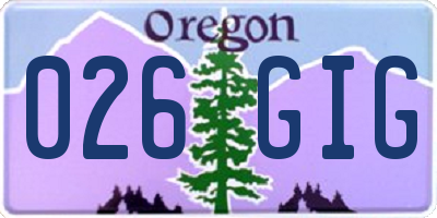 OR license plate 026GIG