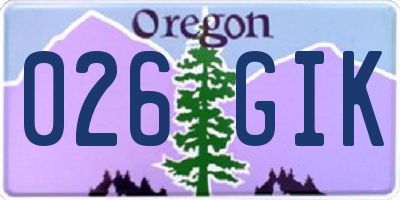 OR license plate 026GIK